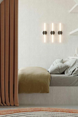Contemporary black tube wall light with integrated LED Roos