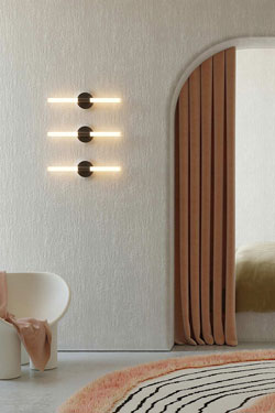 Contemporary black tube wall light with integrated LED Roos