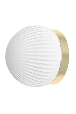 Small contemporary wall light in satin brass and opal white glass Roi - Wall lights by Robin