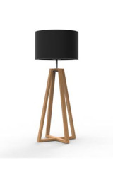Club Lounge LED outdoor floor lamp in teak and chocolate brown lampshade - Exterior columns by Royal Botania