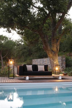 Dome Move outdoor lantern floor lamp in clear glass