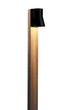 Beacon black porcelain and teak garden path light - Exterior path & step lighting by Royal Botania