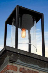Dome Gate outdoor lantern black epoxy aluminum and clear glass - Exterior post-top lamps by Royal Botania