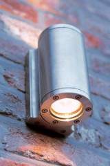 Omega double wall lamp cylinder stainless steel - Exterior wall lights by Royal Botania