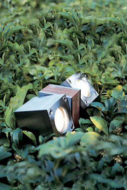 Spot extérieur 2 lumières orientables, bois et inox Q-BIC