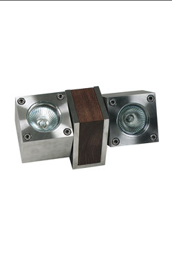 Spot extérieur 2 lumières orientables, bois et inox Q-BIC - Spot & projecteur d'extérieur by Royal Botania