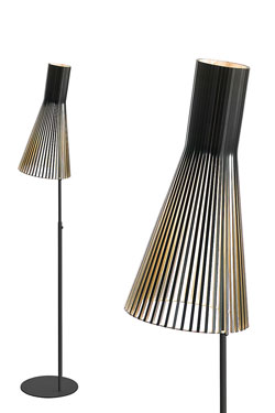 Lampadaire à abat-jour conique en bois, bouleau naturel