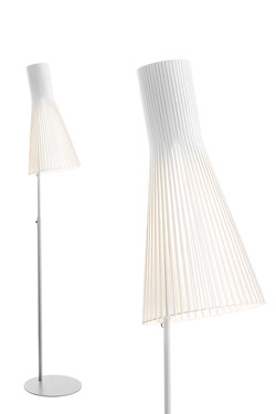 Lampadaire à abat-jour conique en bois, bouleau naturel