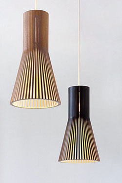 Petite suspension conique en bouleau naturel