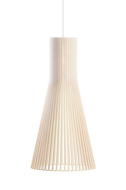 Suspension conique grand modèle blanche et bois