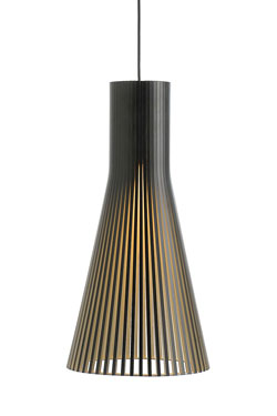 Suspension conique grand modèle blanche et bois
