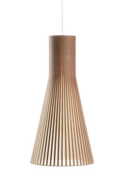 Suspension conique grand modèle blanche et bois