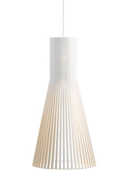 Suspension conique grand modèle blanche et bois - Suspension by Secto Design