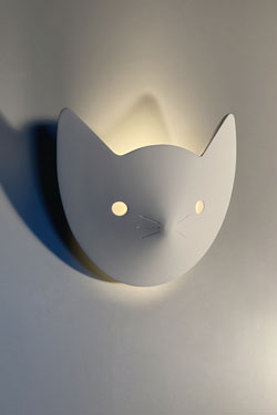Chat applique masque pour enfant en plâtre - Luminaire enfant by Sedap