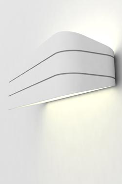 Trocadéro 30 wall lamp in natural plaster white ribbed folded bandeau 30cm