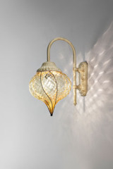 Applique d'extérieur goutte de verre soufflé ambrée Goccia - Applique d'extérieur by Siru