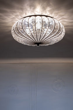 Academia Venetian ceiling light in blown glass and nickel 48cm