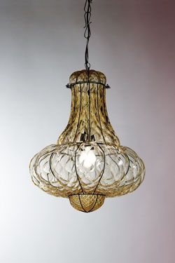 Doge balloon pendant lamp in amber glass 30cm  - Pendants by Siru