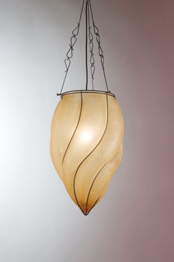 Pendant lamp in matt amber glass Pozzo - Pendants by Siru