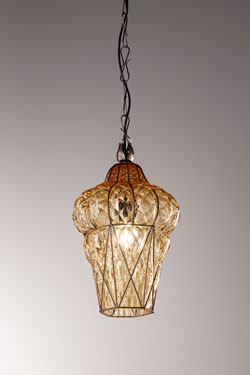 Venetian amber baloton lantern Piazza - Pendants by Siru