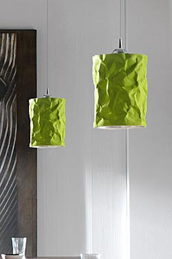 Crespa suspension cylindrique aspect froissé verte petit modèle - Suspension by Munari par Stylnove Ceramiche