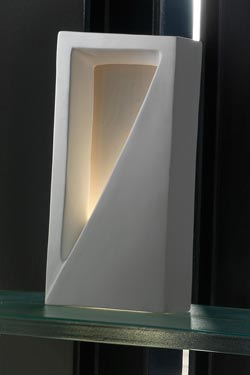 Crono lampe de table rectangulaire blanche en céramique brute