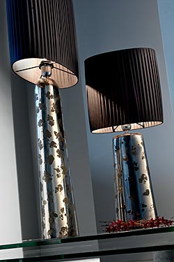 Deep lampe potiche étroite céramique platine brillant et motif mat petit modèle