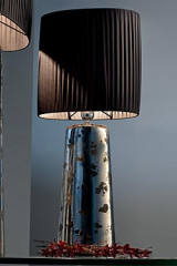 Deep lampe potiche étroite céramique platine brillant et motif mat petit modèle - Lampe de table by Munari par Stylnove Ceramiche