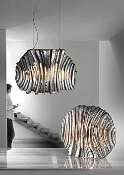 Dune suspension en céramique feuille d'argent