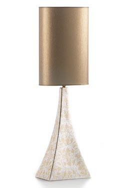 Lampe pyramide damassée et abat-jour cylindrique - Lampe de table by Munari par Stylnove Ceramiche