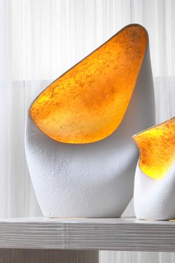 Linea Nature lampe blanche intérieur doré grand modèle - Lampe de table by Munari par Stylnove Ceramiche