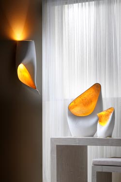 Linea Nature lampe blanche intérieur doré petit modèle
