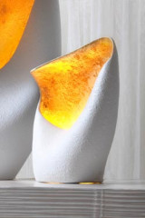 Linea Nature lampe blanche intérieur doré petit modèle - Lampe de table by Munari par Stylnove Ceramiche