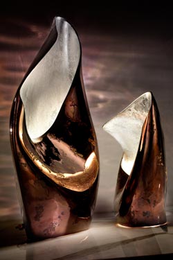 Linea Nature lampe cuivre et bronze intérieur argenté grand modèle