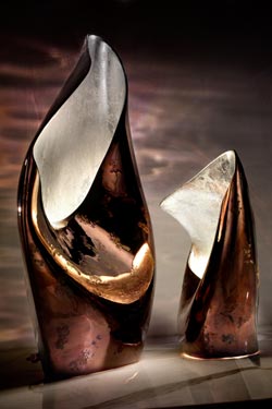 Linea Nature lampe cuivre et bronze intérieur argenté petit modèle