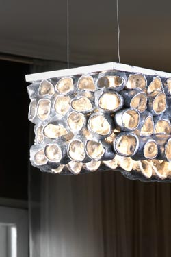 Linea Reef suspension rectangulaire céramique et feuille d'argent