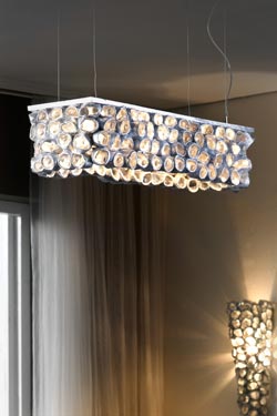 Linea Reef suspension rectangulaire céramique et feuille d'argent - Suspension by Munari par Stylnove Ceramiche