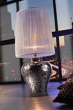 Ming lampe potiche céramique platine brillant et motif mat - Lampe de table by Munari par Stylnove Ceramiche