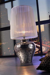 Ming lampe potiche céramique platine brillant et motif mat - Lampe de table by Munari par Stylnove Ceramiche