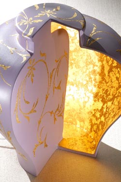 Open Ming lampe forme vase ouvert en céramique argentée