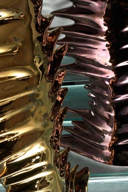 Traccia lampe en céramique, bronze et cuivre