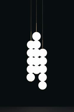 Abacus suspension triple 15 boules en verre satiné - Suspension by Terzani