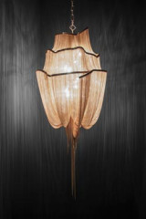 Atlantis grand lustre cascade en métal finition champagne - Lustre by Terzani