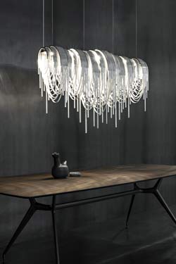 Atlantis lustre drapé argenté 150cm