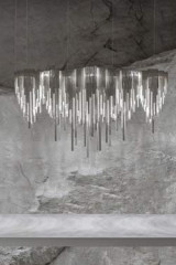 Atlantis lustre drapé argenté 150cm - Lustre by Terzani