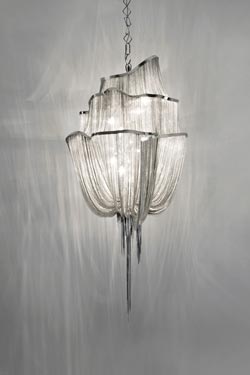Atlantis cascade chandelier in nickel finish metal - Chandeliers by Terzani