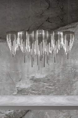 Atlantis silver draped chandelier 150cm - Chandeliers by Terzani