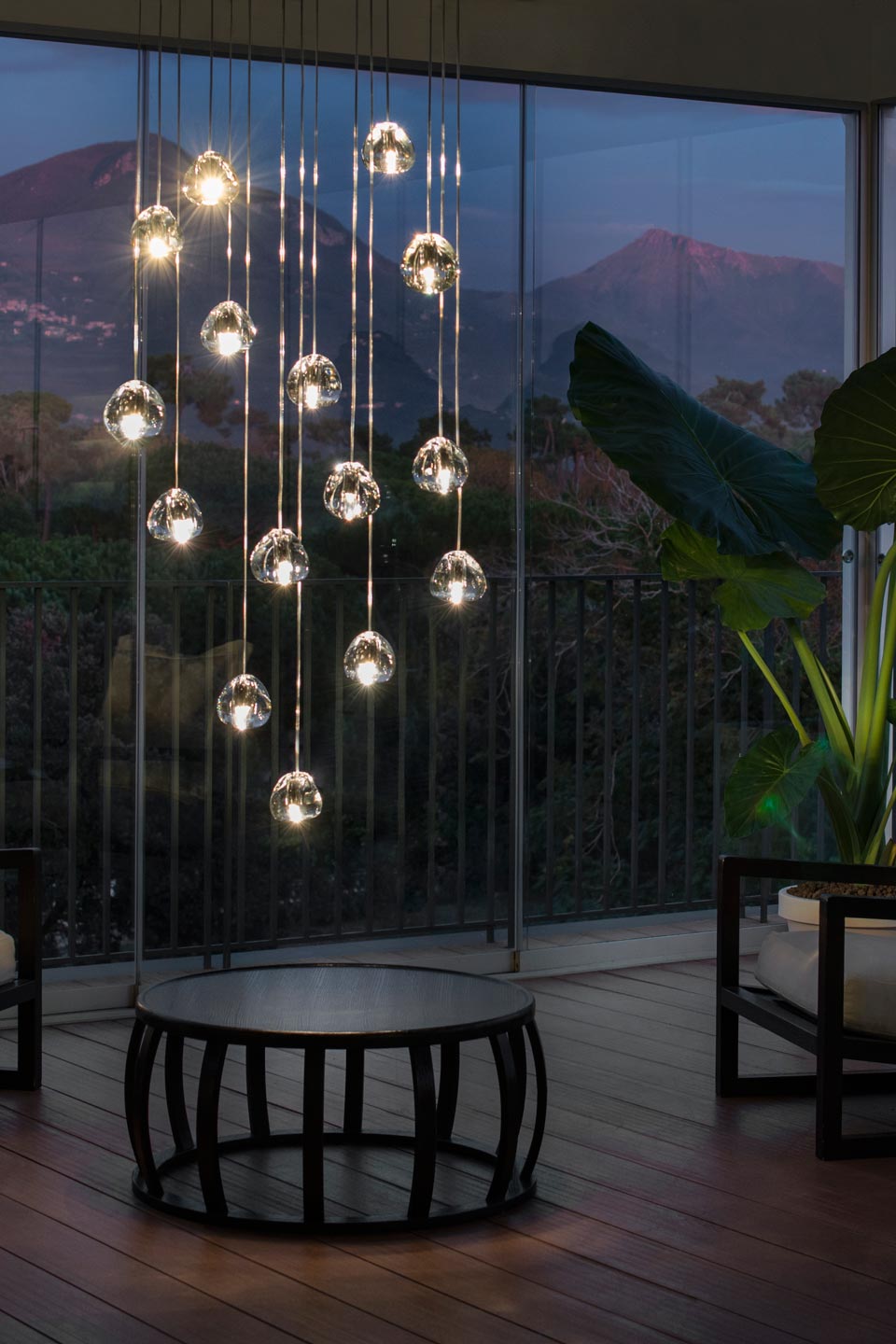 Mizu chandelier 15 drops of clear crystal