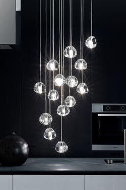 Mizu chandelier 15 drops of clear crystal - Chandeliers by Terzani