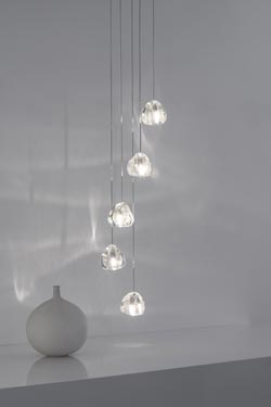Mizu suspension 5 lumières de cristal argenté - Suspension by Terzani